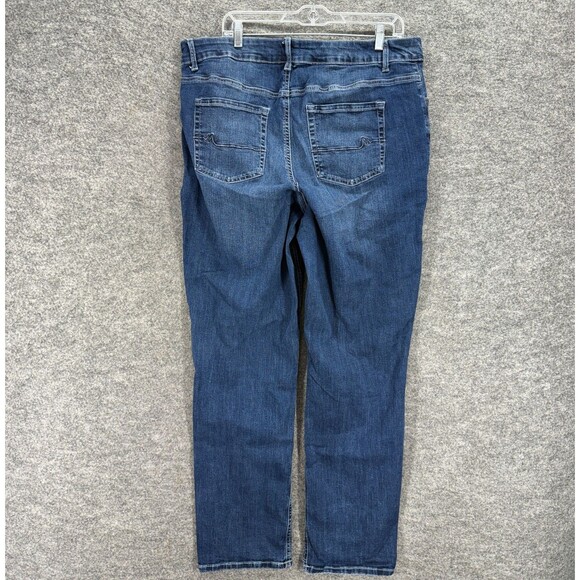 M Jeans Jeans Women 18W Plus Blue Denim Dark Wash High Rise Long Straight Curvy - Picture 2 of 8